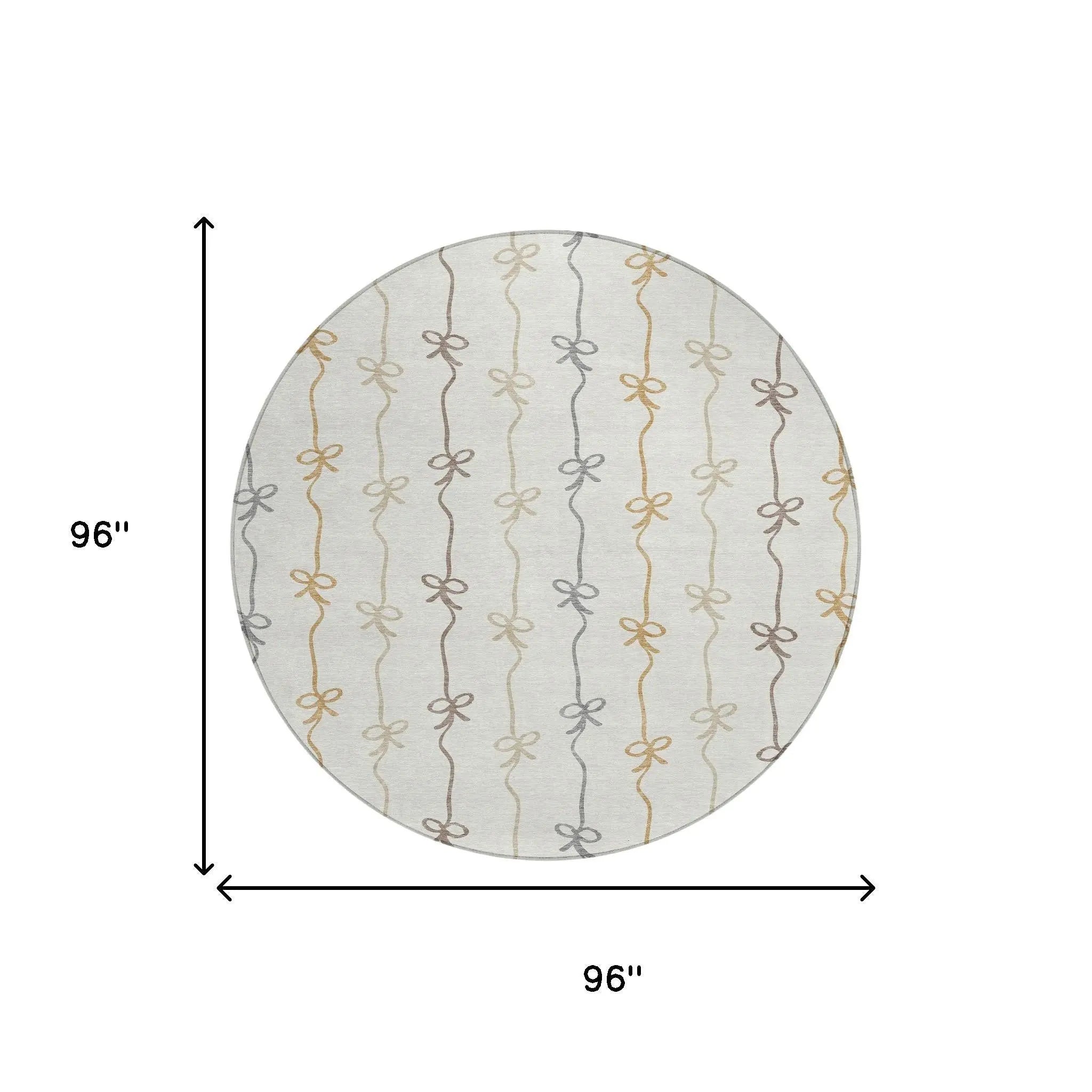 8' Ivory And Gray Round Southwestern Washable Indoor Outdoor Area Rug Homeroots Outdoor