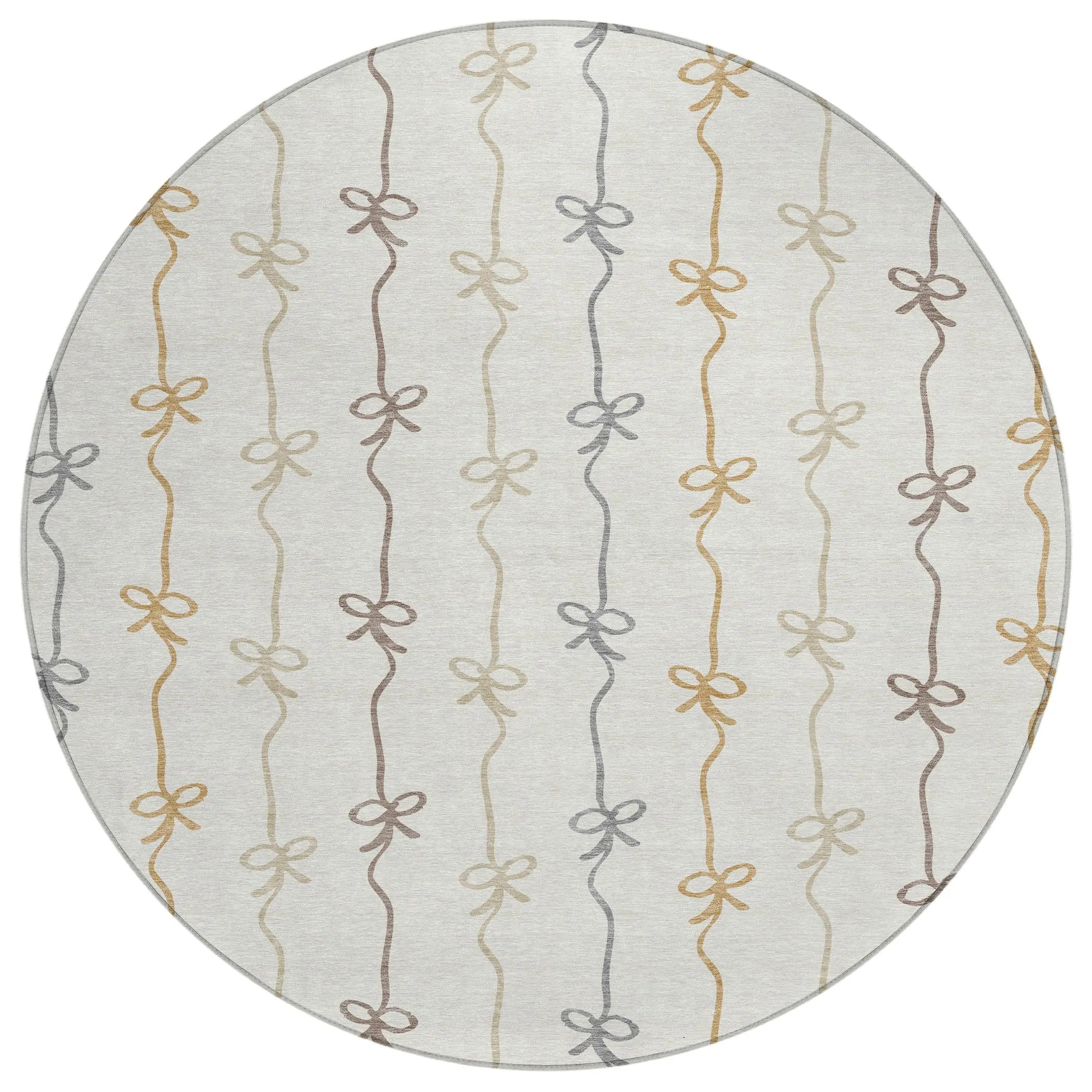 8' Ivory And Gray Round Southwestern Washable Indoor Outdoor Area Rug Homeroots Outdoor
