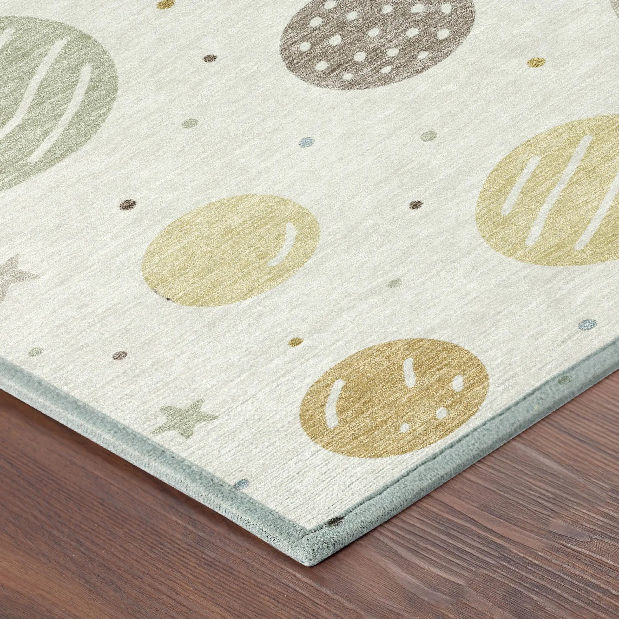 8' Ivory And Green Round Floral Washable Indoor Outdoor Area Rug Homeroots Outdoor
