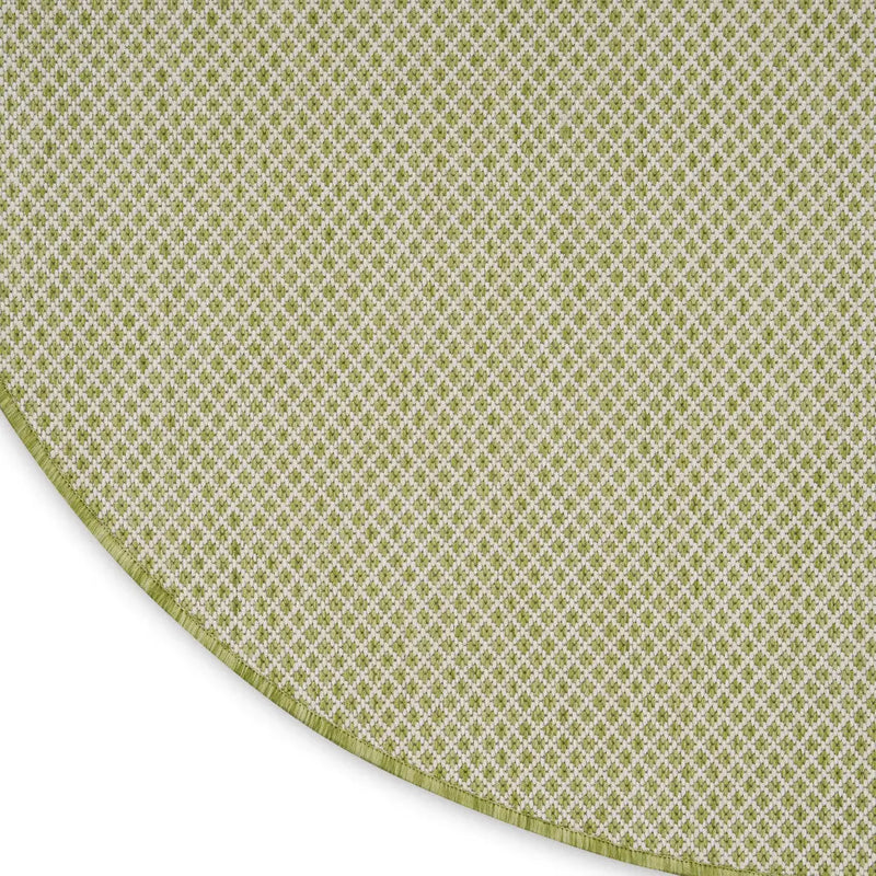 8' Ivory And Green Round Geometric Indoor Outdoor Area Rug Homeroots Outdoor