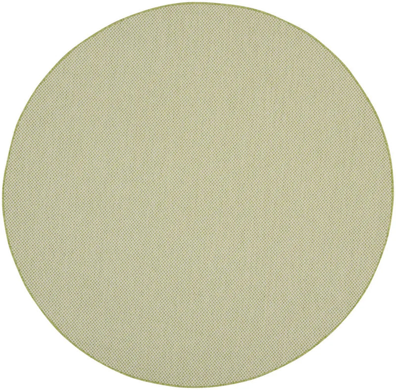 8' Ivory And Green Round Geometric Indoor Outdoor Area Rug Homeroots Outdoor