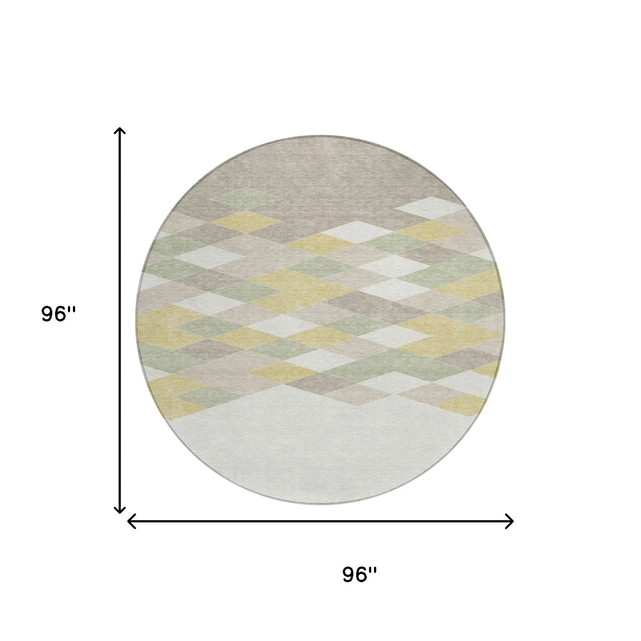 8' Ivory And Khaki Round Geometric Washable Indoor Outdoor Area Rug Homeroots Outdoor