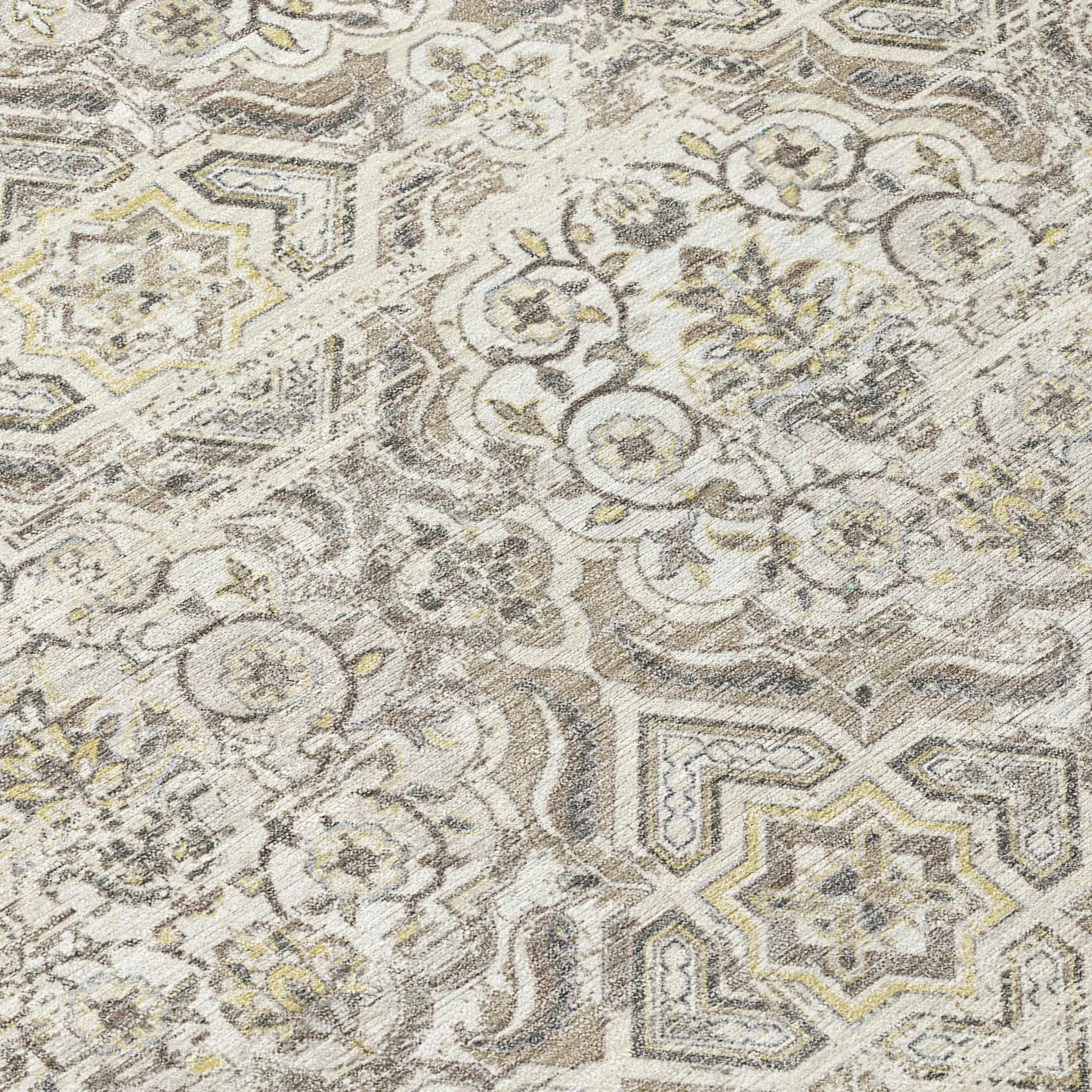 8' Ivory And Linen Round Floral Washable Indoor Outdoor Area Rug Homeroots Outdoor