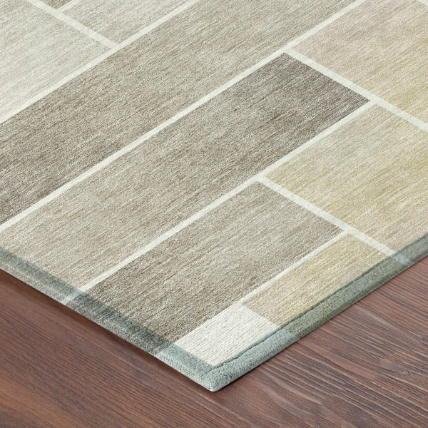 8' Ivory And Linen Round Geometric Washable Indoor Outdoor Area Rug Homeroots Outdoor