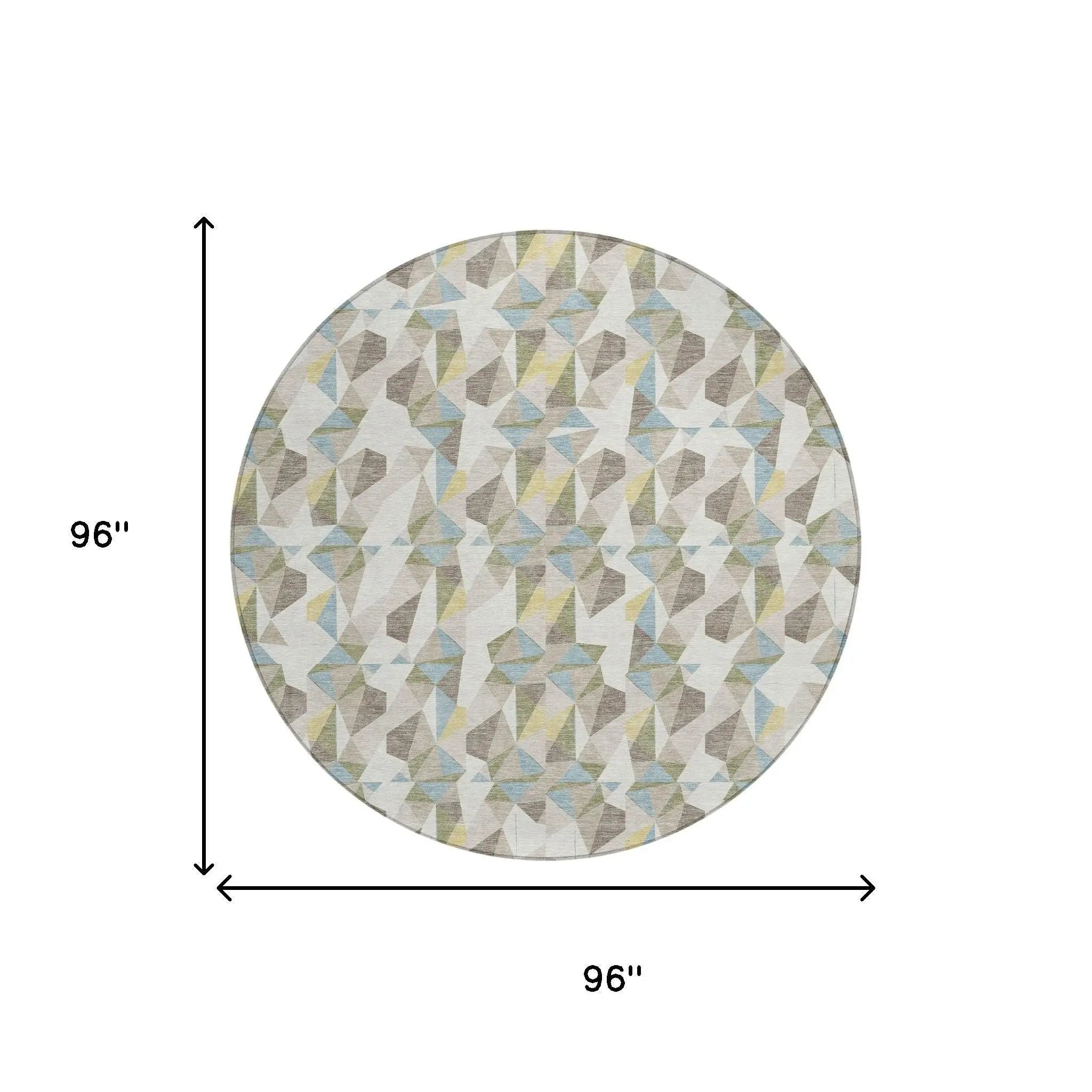 8' Ivory And Linen Round Geometric Washable Indoor Outdoor Area Rug Homeroots Outdoor