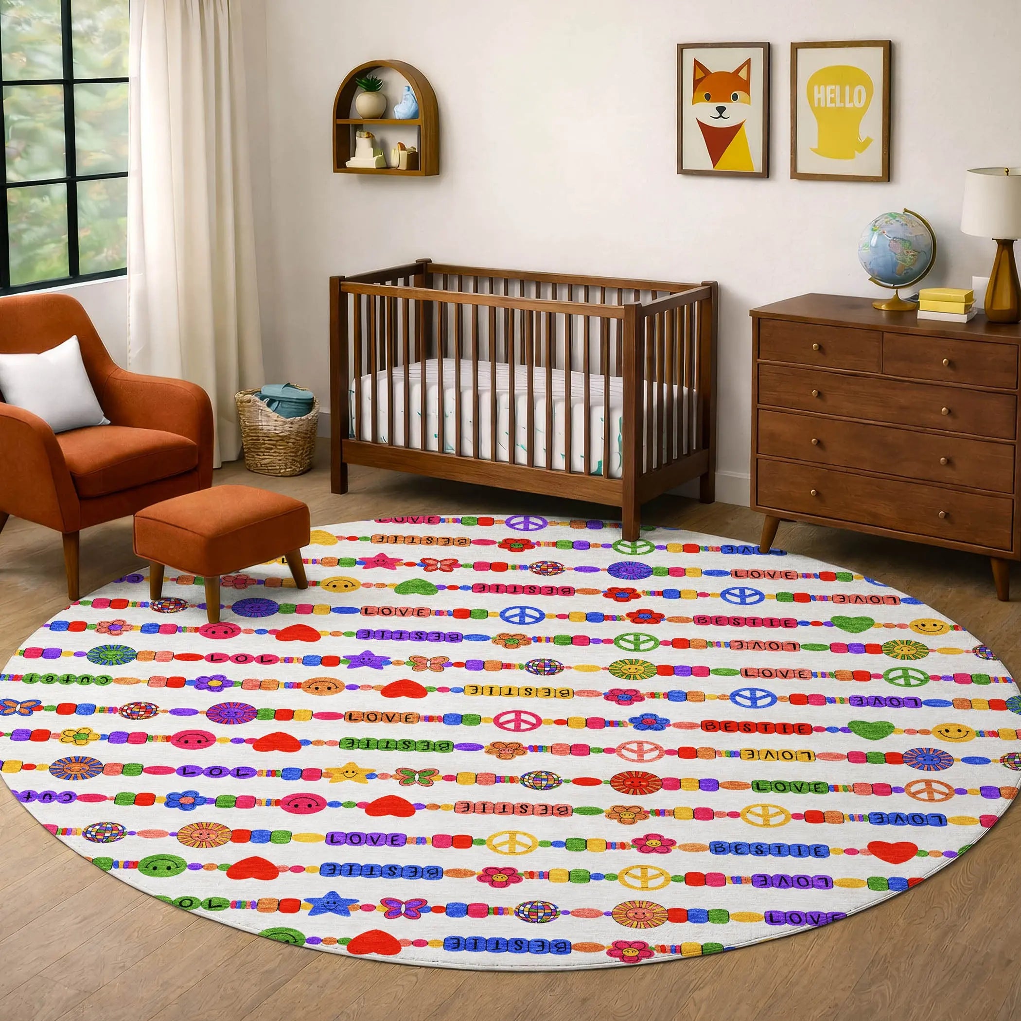 8' Ivory And Olive Green Round Geometric Washable Indoor Outdoor Area Rug Homeroots Outdoor