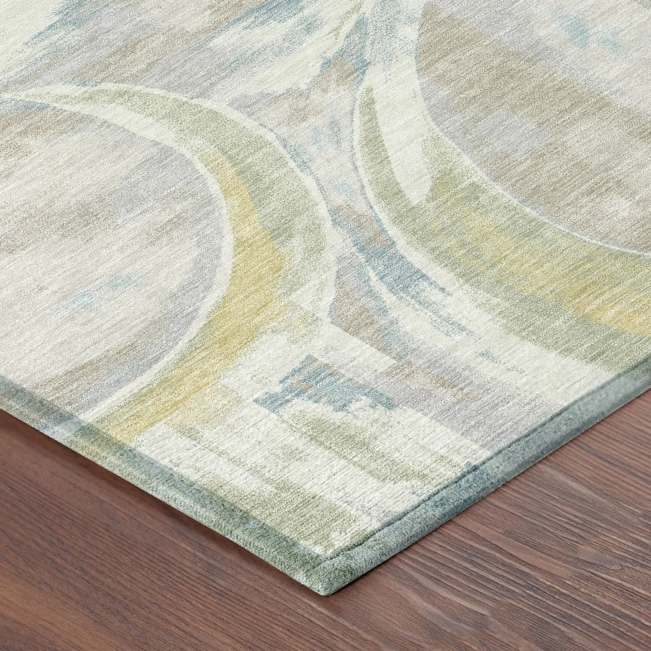 8' Ivory And Pearl Round Abstract Washable Indoor Outdoor Area Rug Homeroots Outdoor
