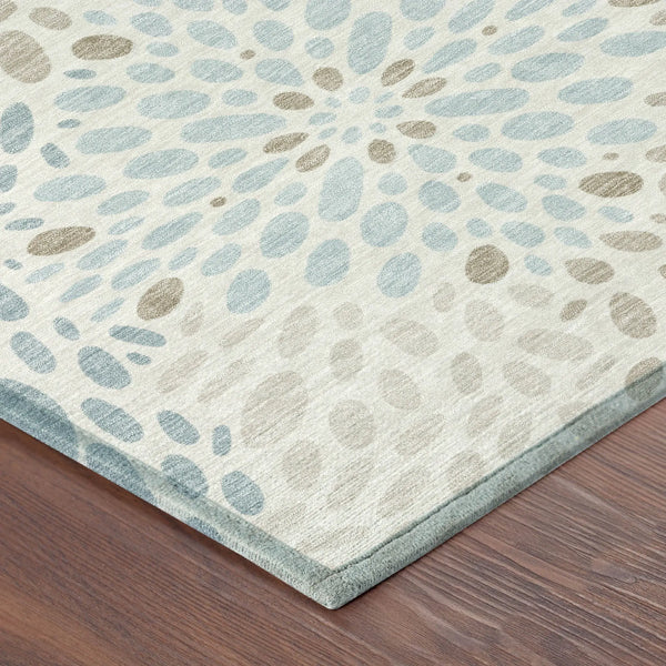 8' Ivory And Pearl Round Abstract Washable Indoor Outdoor Area Rug Homeroots Outdoor