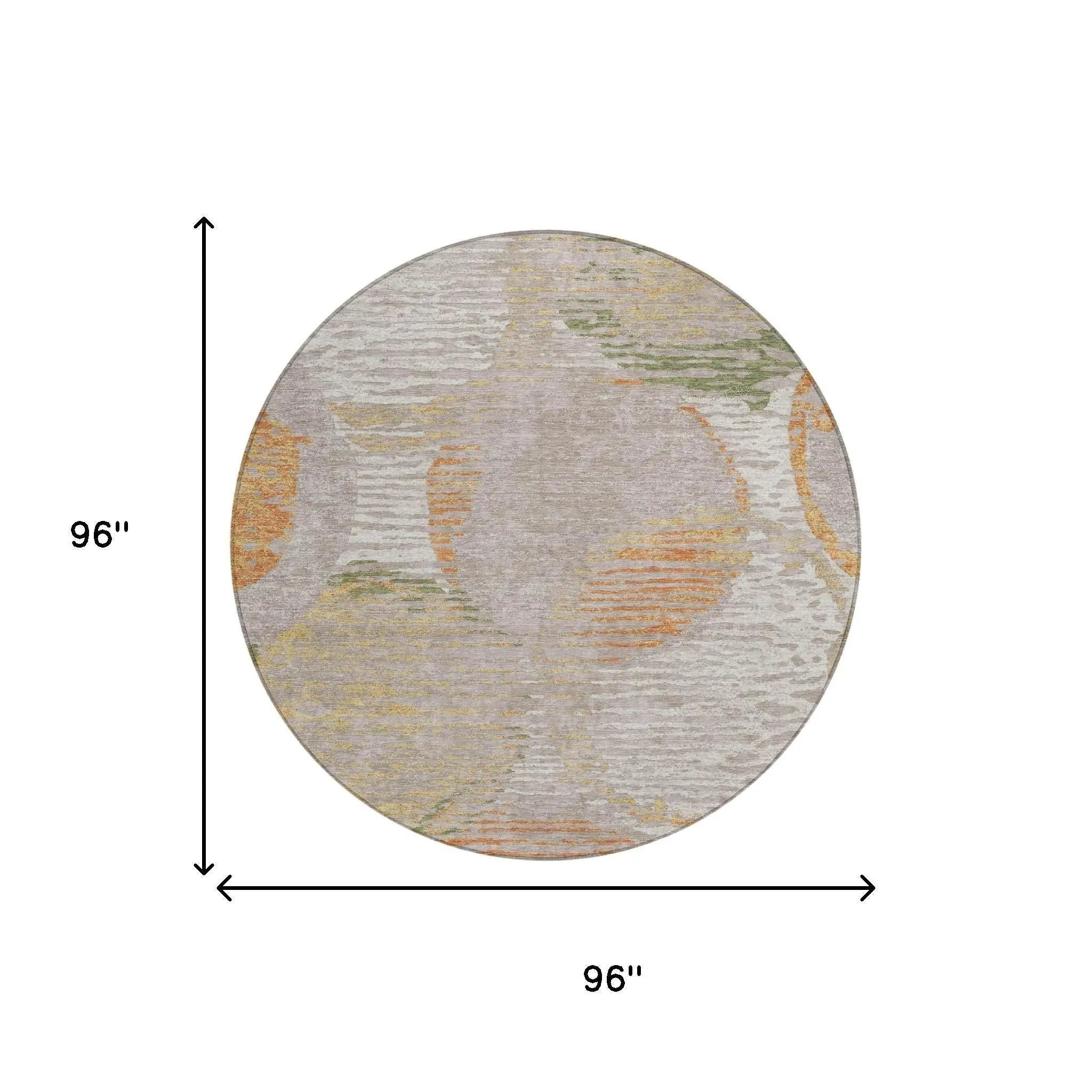 8' Ivory And Pewter Round Geometric Washable Indoor Outdoor Area Rug Homeroots Outdoor