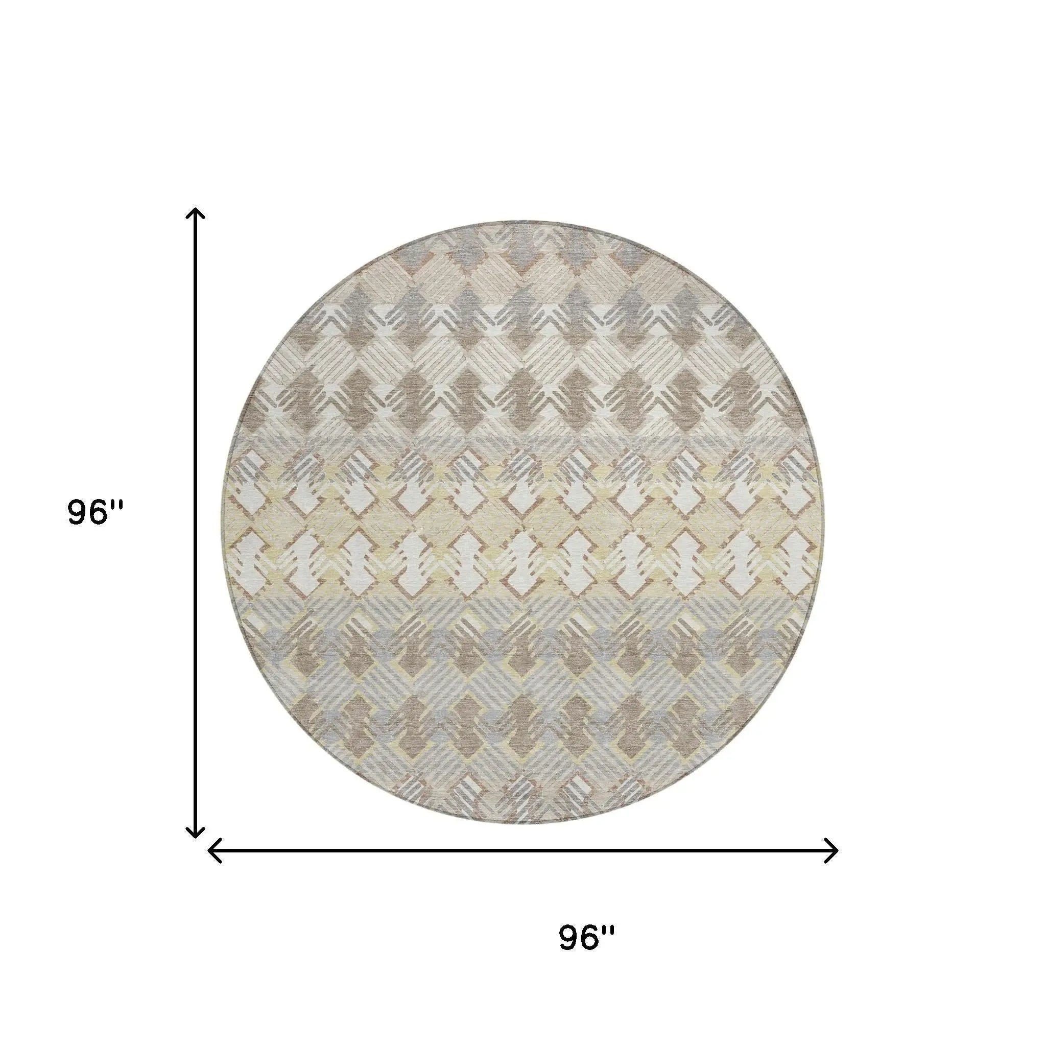 8' Ivory And Pewter Round Striped Washable Indoor Outdoor Area Rug Homeroots Outdoor