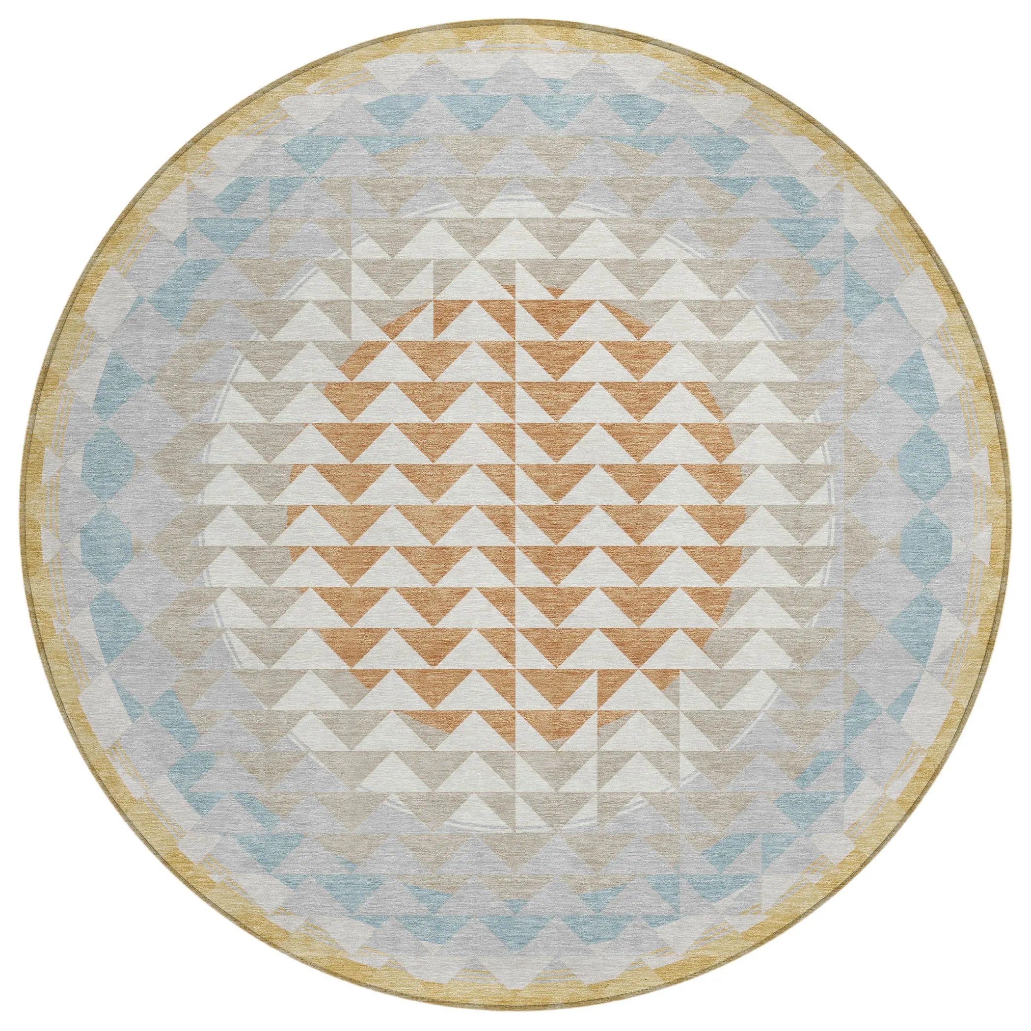 8' Ivory And Plum Round Geometric Washable Indoor Outdoor Area Rug Homeroots Outdoor