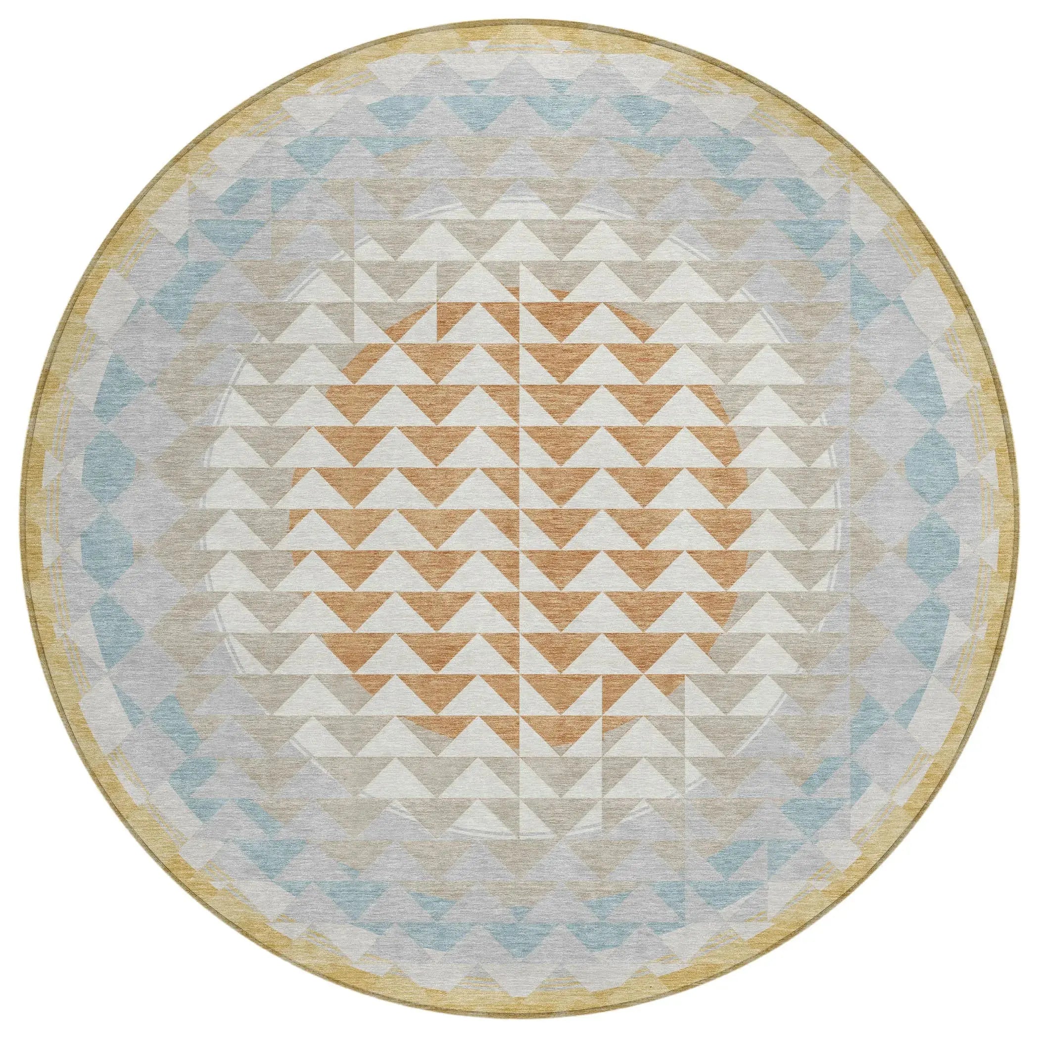 8' Ivory And Plum Round Geometric Washable Indoor Outdoor Area Rug Homeroots Outdoor