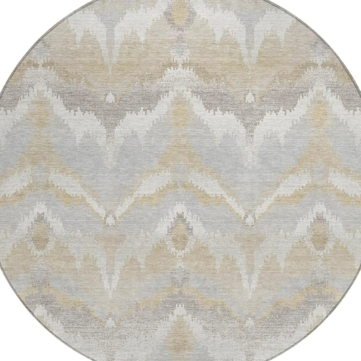 8' Ivory And Silver Round Abstract Washable Indoor Outdoor Area Rug Homeroots Outdoor