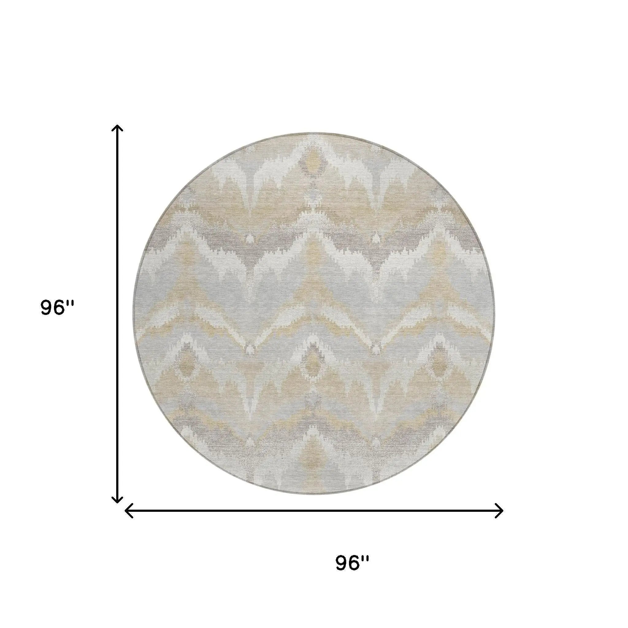 8' Ivory And Silver Round Abstract Washable Indoor Outdoor Area Rug Homeroots Outdoor