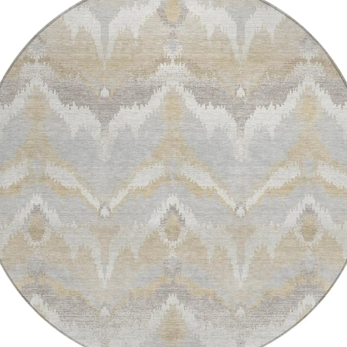 8' Ivory And Silver Round Abstract Washable Indoor Outdoor Area Rug Homeroots Outdoor