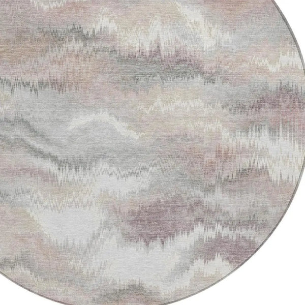8' Ivory And Silver Round Abstract Washable Indoor Outdoor Area Rug Homeroots Outdoor