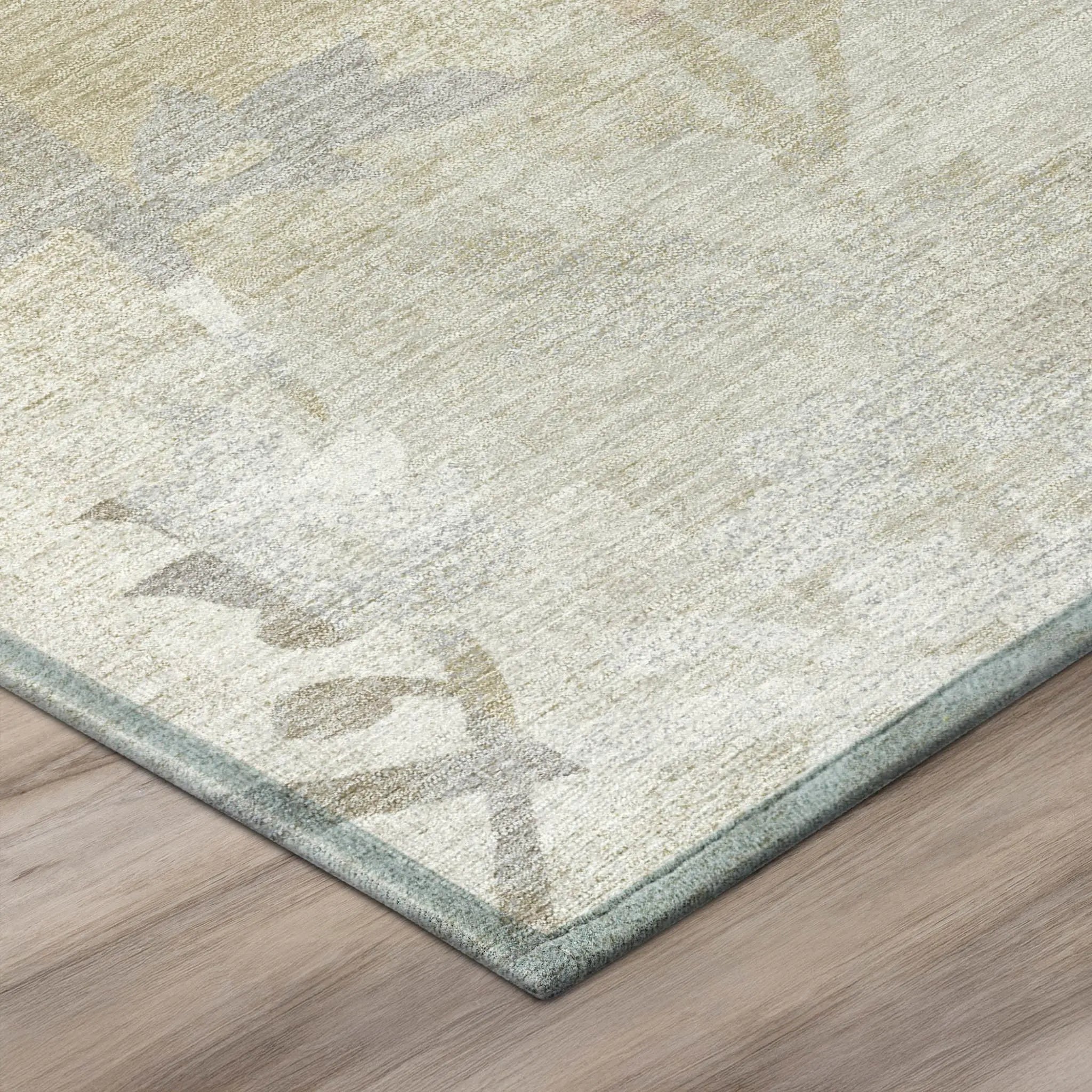 8' Ivory And Silver Round Botanical Leaves Washable Indoor Outdoor Area Rug Homeroots Outdoor