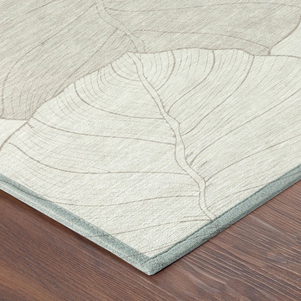 8' Ivory And Silver Round Floral Washable Indoor Outdoor Area Rug Homeroots Outdoor