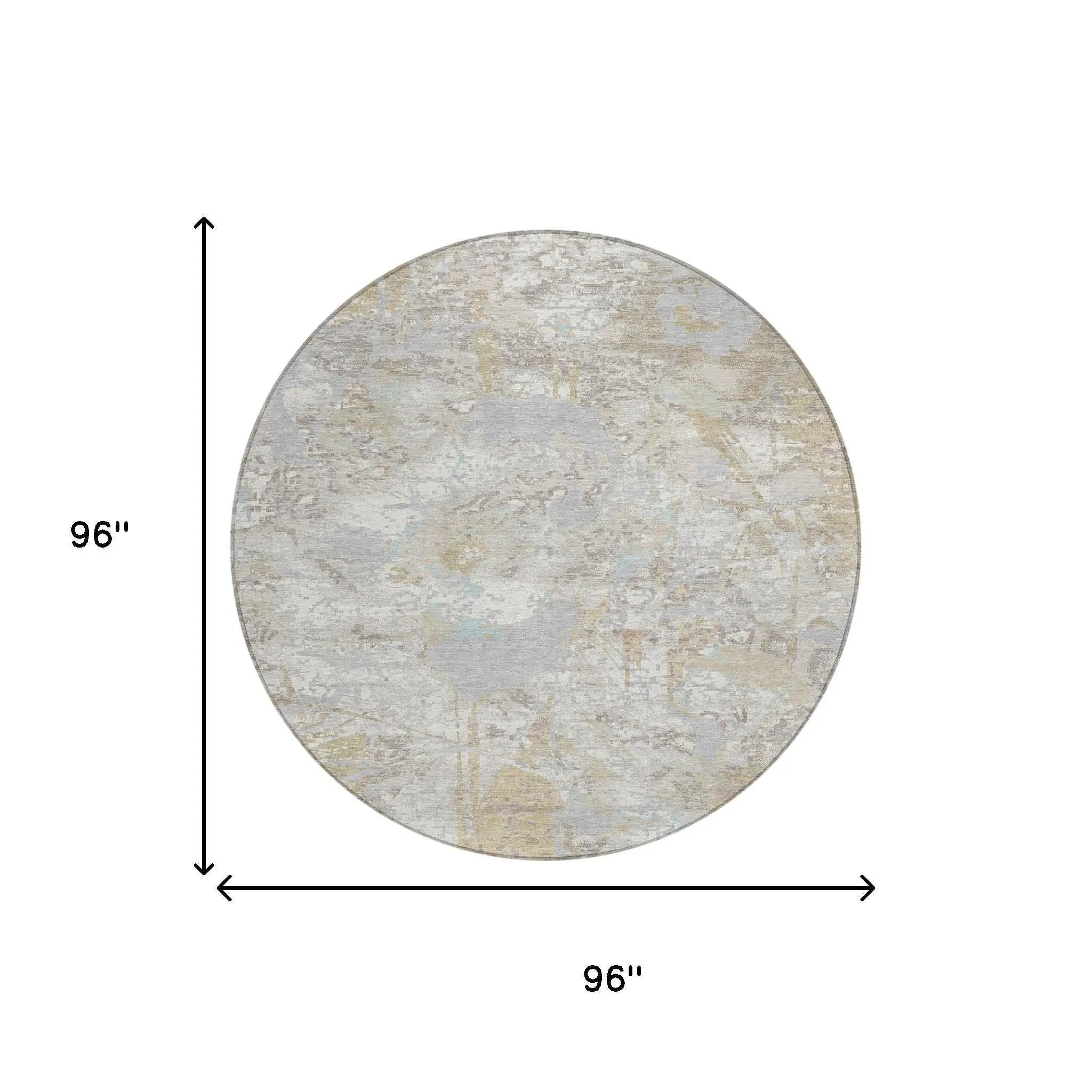 8' Ivory And Silver Round Floral Washable Indoor Outdoor Area Rug Homeroots Outdoor