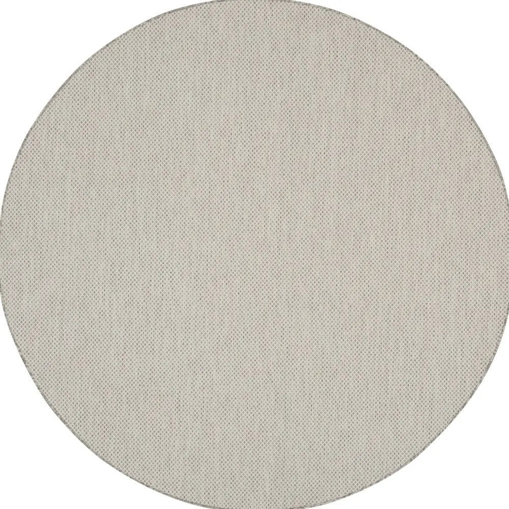 8' Ivory And Silver Round Geometric Indoor Outdoor Area Rug Homeroots Outdoor