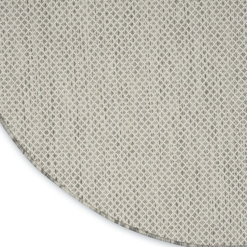 8' Ivory And Silver Round Geometric Indoor Outdoor Area Rug Homeroots Outdoor