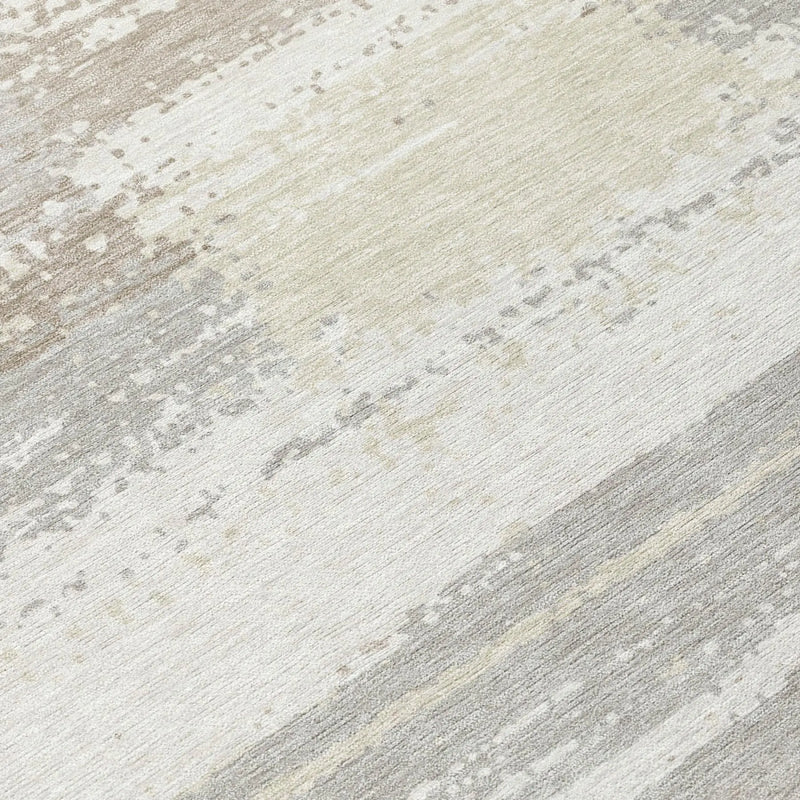 8' Ivory And Silver Round Geometric Washable Indoor Outdoor Area Rug Homeroots Outdoor