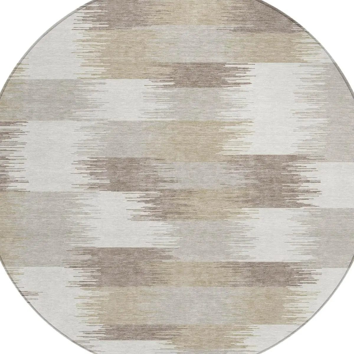 8' Ivory And Silver Round Geometric Washable Indoor Outdoor Area Rug Homeroots Outdoor