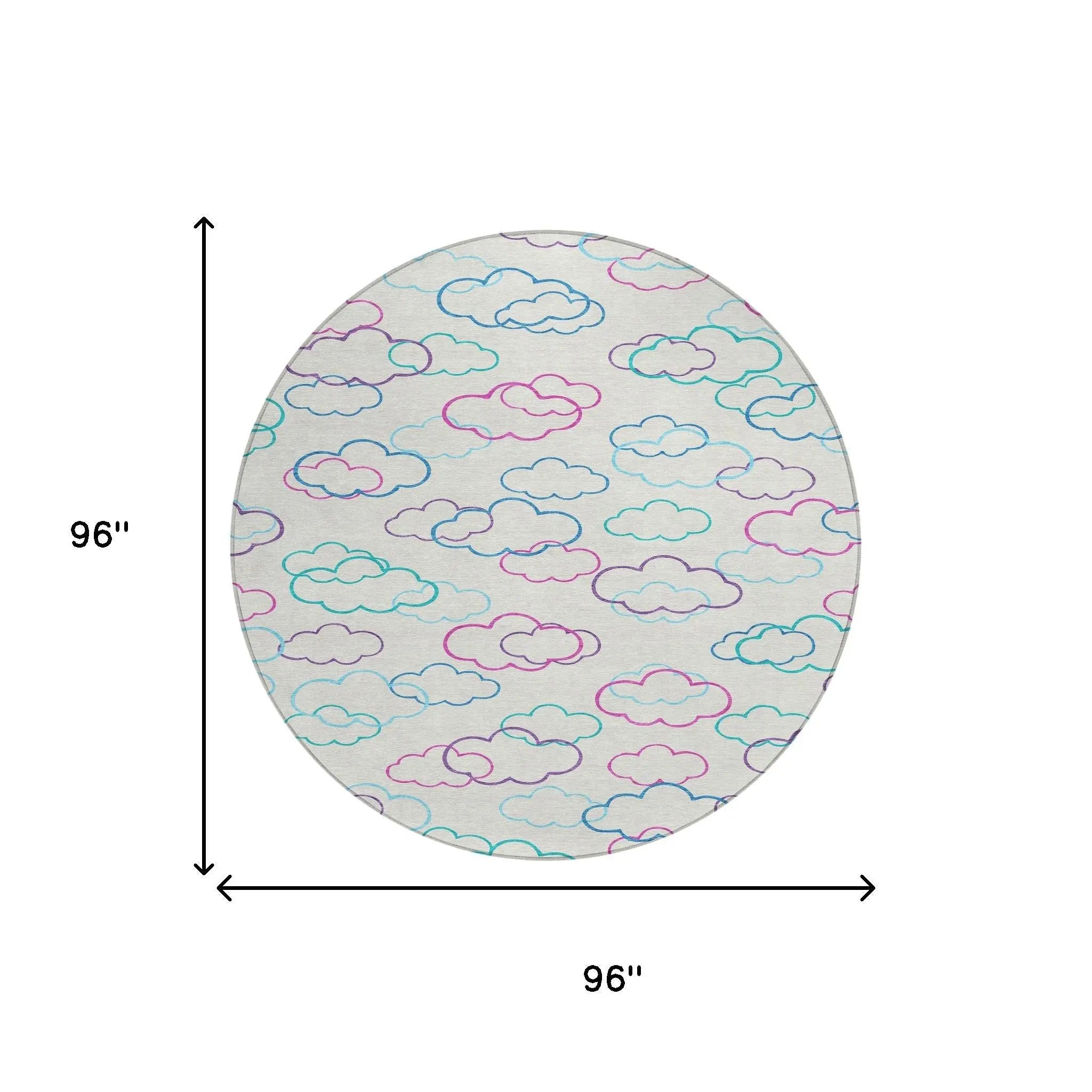 8' Ivory And Sky Blue Round Abstract Washable Indoor Outdoor Area Rug Homeroots Outdoor