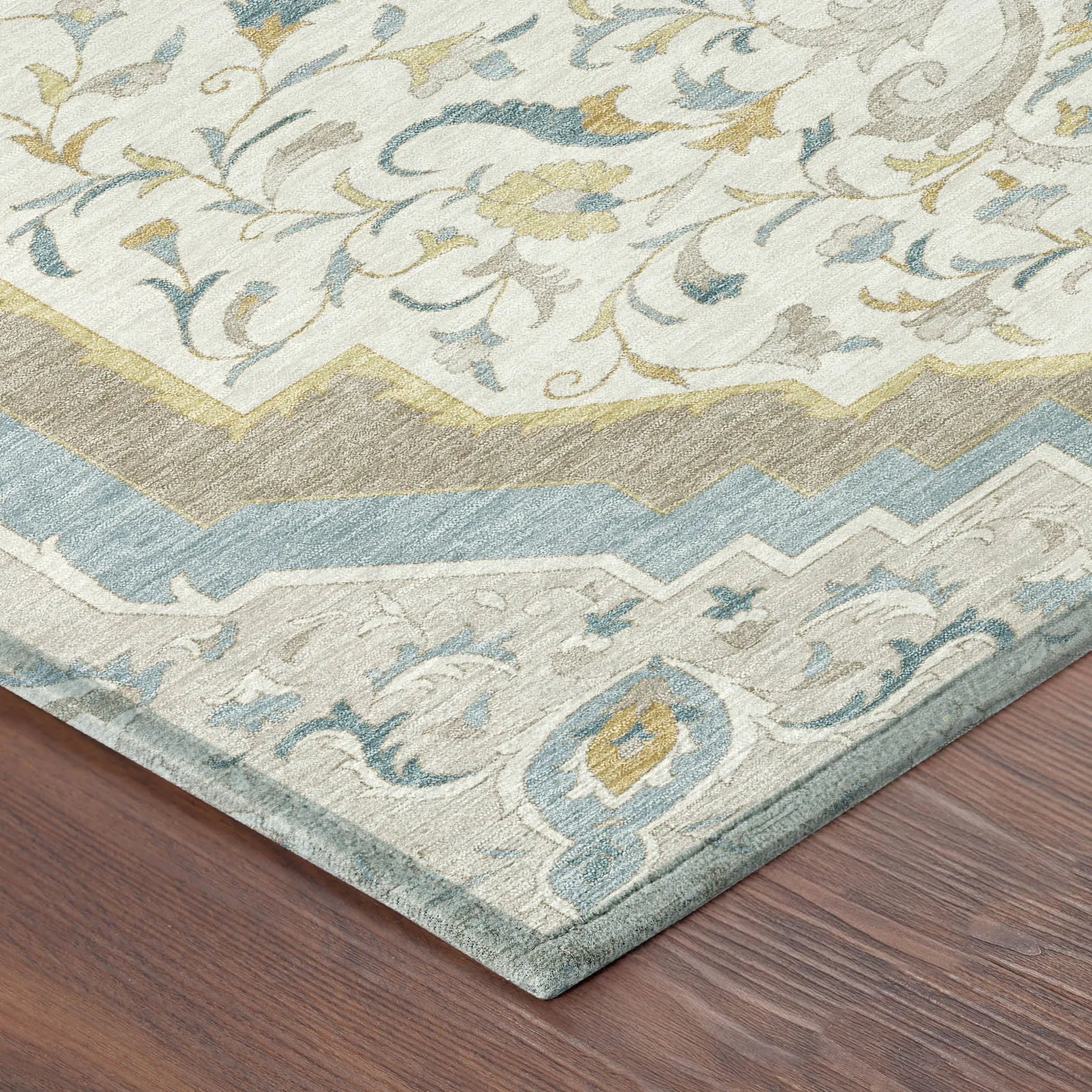 8' Ivory And Taupe Round Medallion Washable Indoor Outdoor Area Rug Homeroots Outdoor