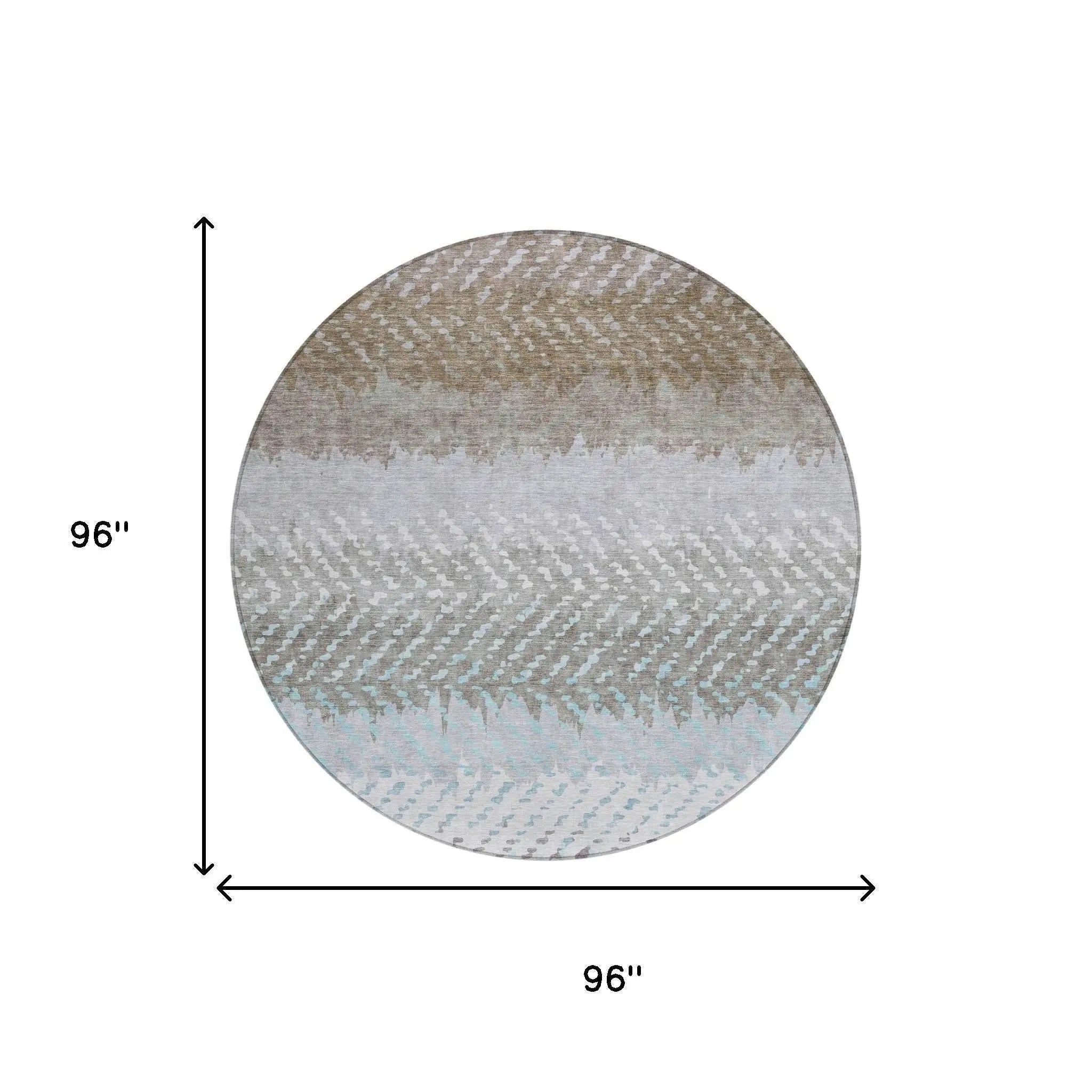 8' Ivory And Taupe Round Striped Washable Indoor Outdoor Area Rug Homeroots Outdoor