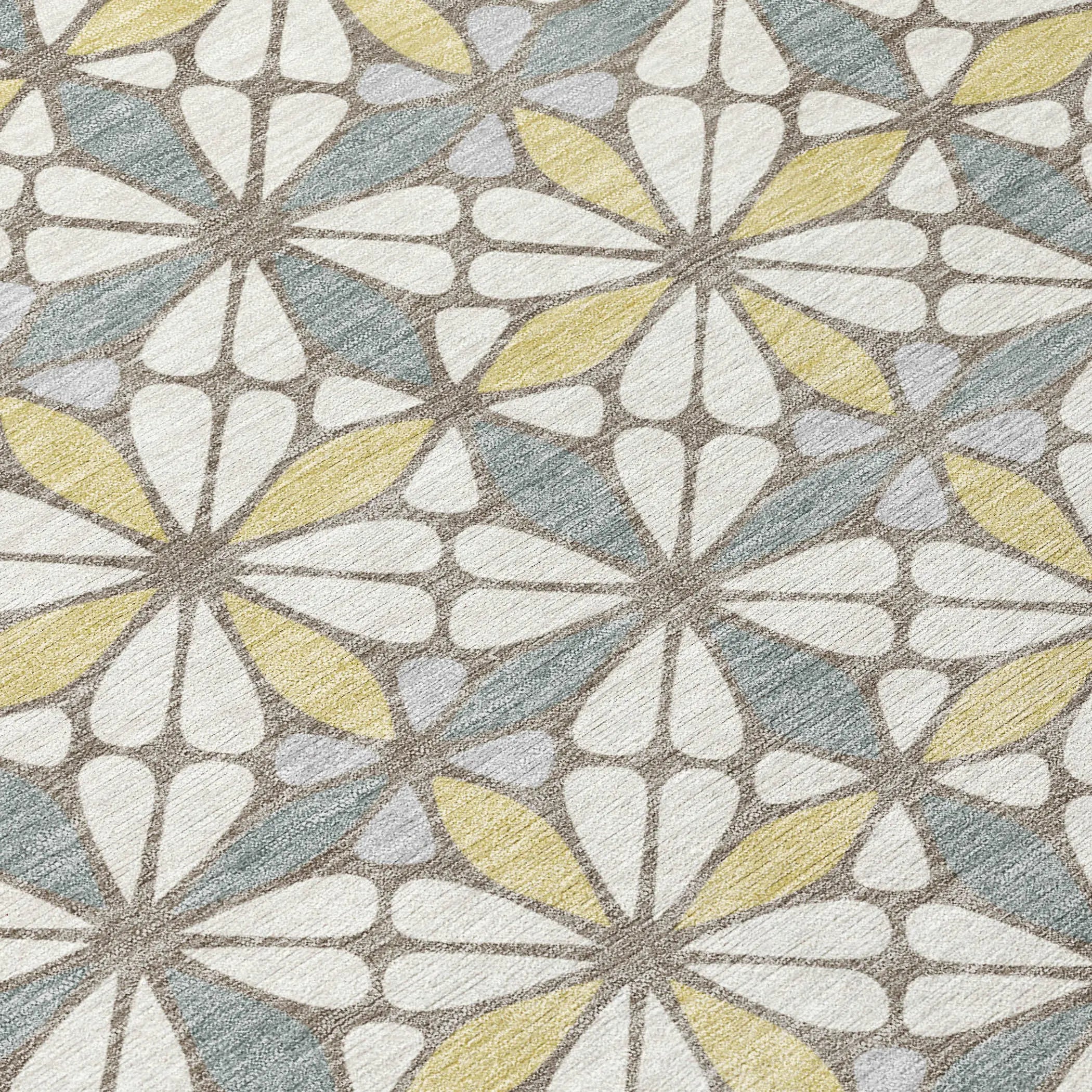 8' Ivory And Wheat Round Geometric Washable Indoor Outdoor Area Rug Homeroots Outdoor