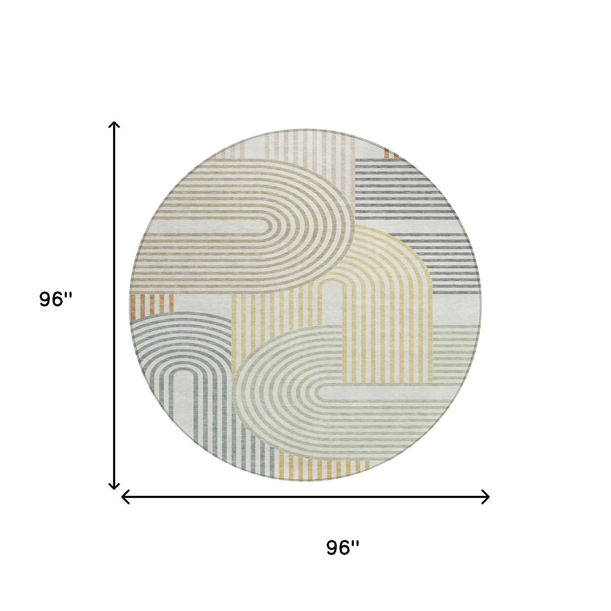 8' Ivory And Wheat Round Geometric Washable Indoor Outdoor Area Rug Homeroots Outdoor