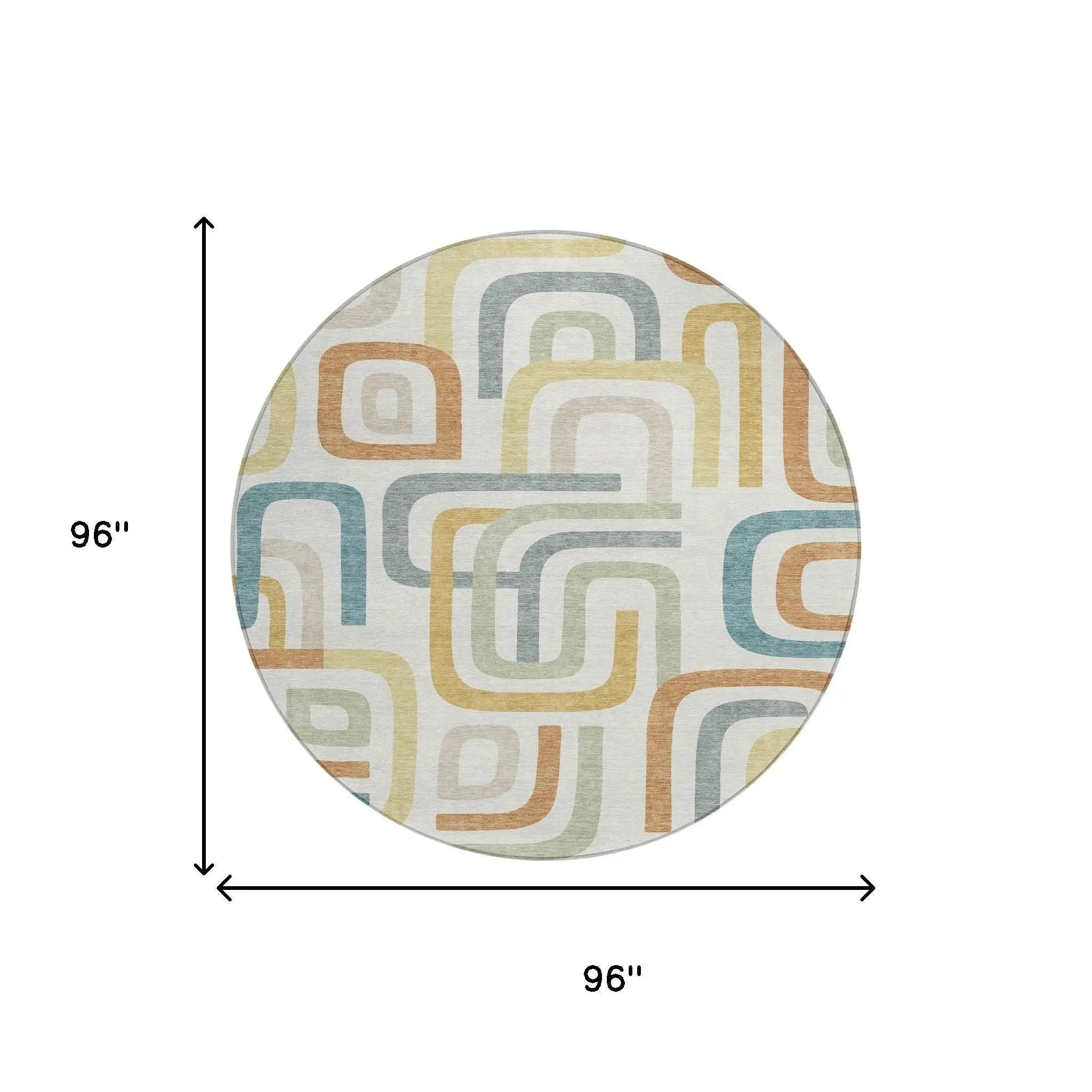 8' Ivory And Wheat Round Geometric Washable Indoor Outdoor Area Rug Homeroots Outdoor