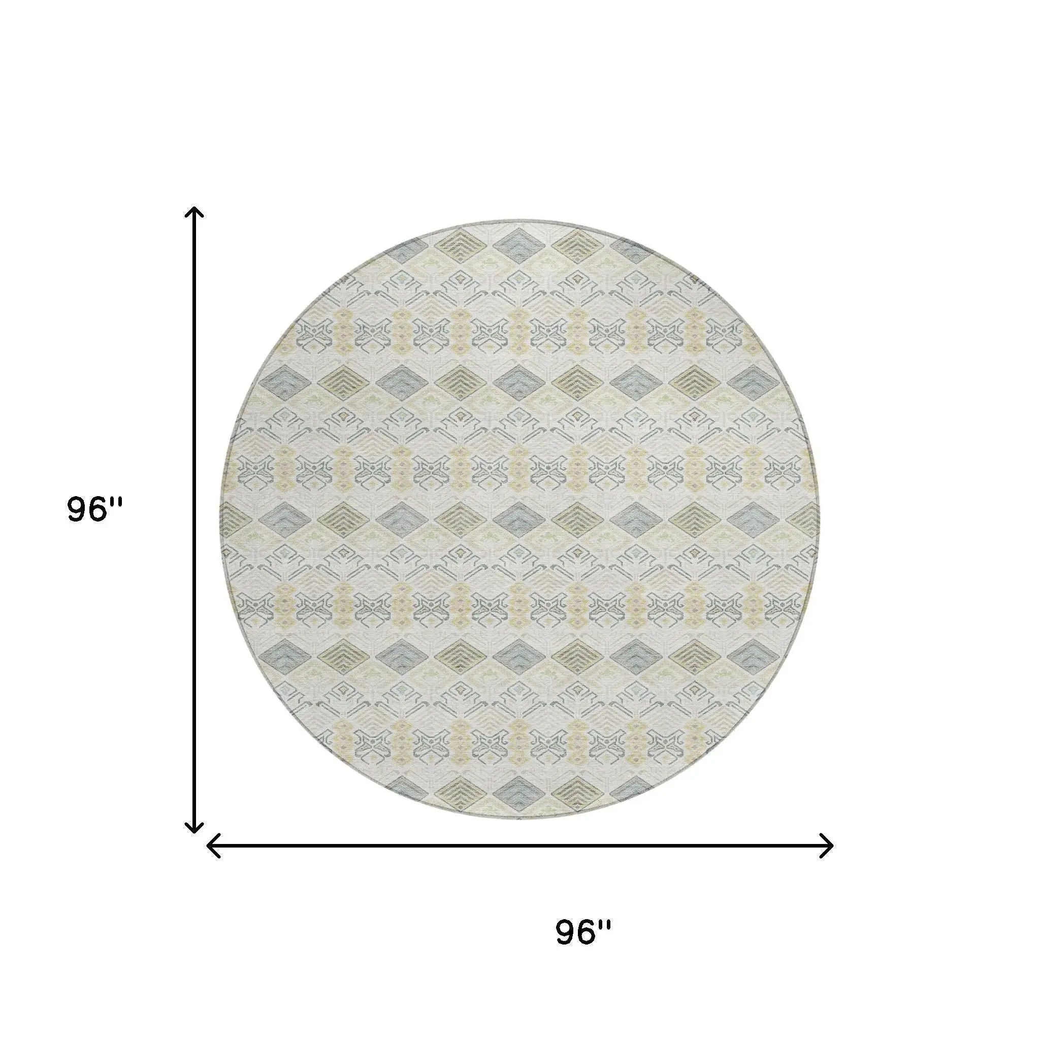 8' Ivory And Wheat Round Geometric Washable Indoor Outdoor Area Rug Homeroots Outdoor