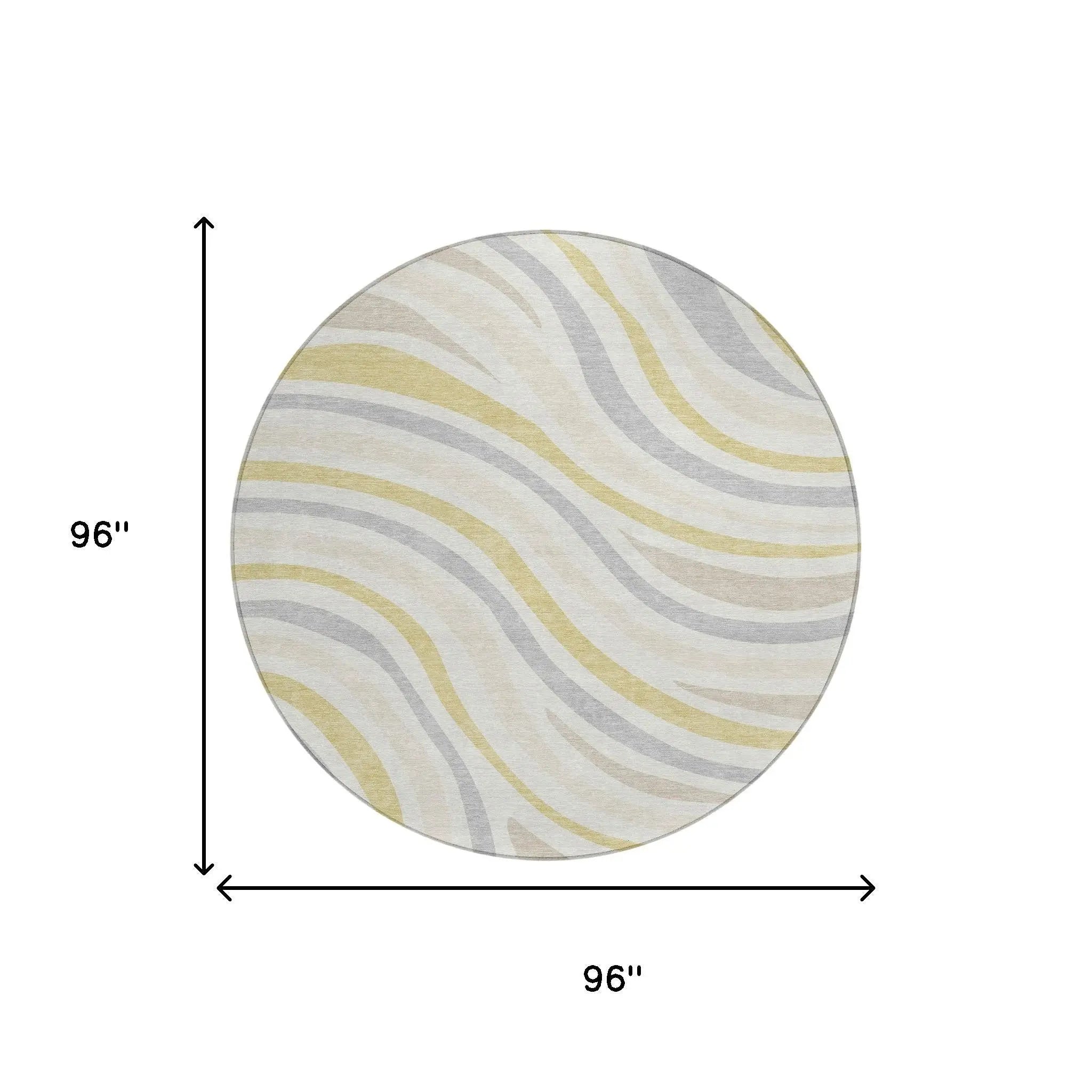 8' Ivory And Wheat Round Striped Washable Indoor Outdoor Area Rug Homeroots Outdoor