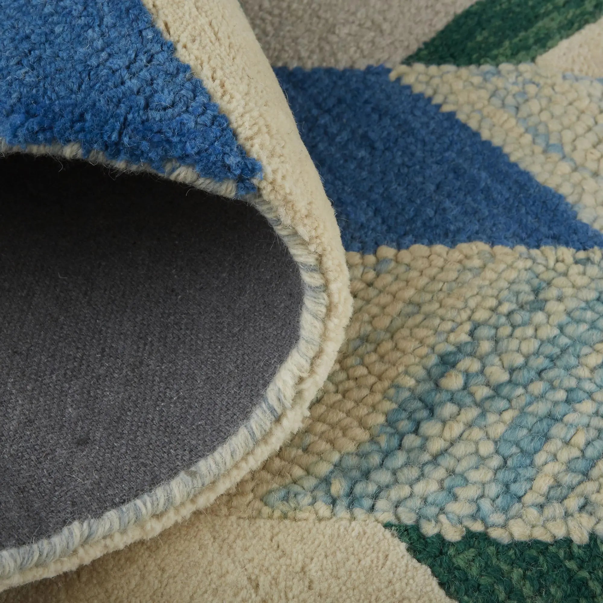 8' Ivory Blue And Green Wool Chevron Hand Tufted Area Rug Homeroots Home Decor