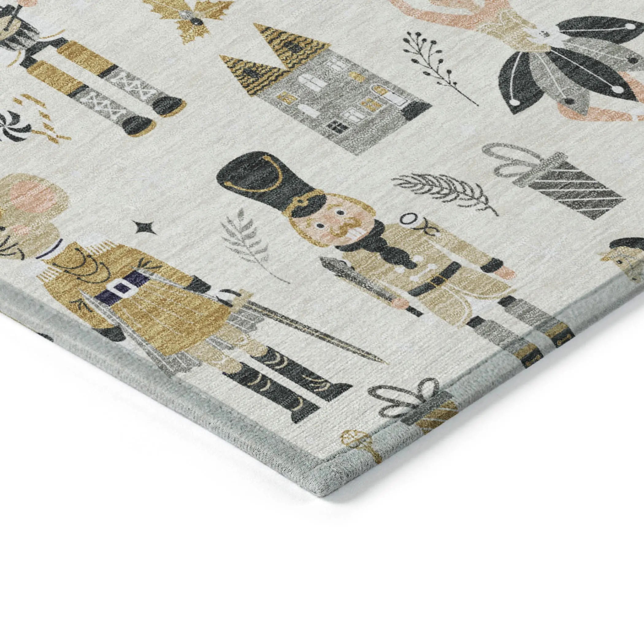 8' Ivory Gold Black And Gray Round Village House Washable Indoor Outdoor Area Rug Homeroots Outdoor