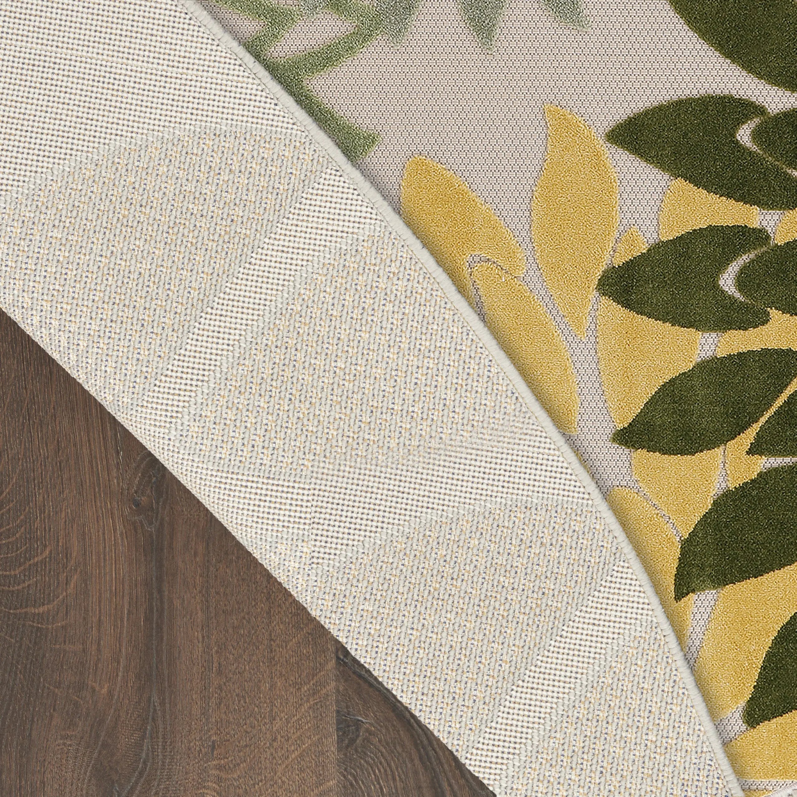8' Ivory Green And Yellow Round Floral Indoor Outdoor Area Rug Homeroots Outdoor