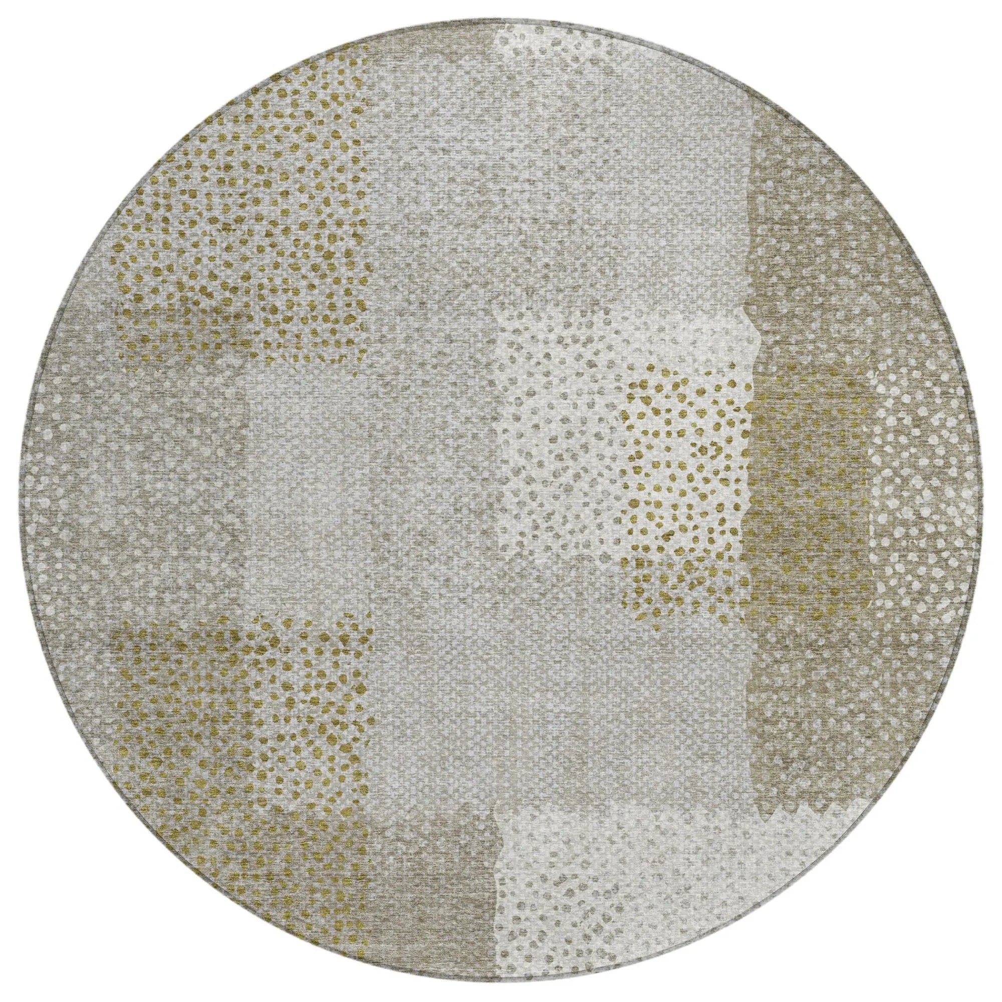 8' Khaki And Brown Round Abstract Washable Indoor Outdoor Area Rug Homeroots Outdoor