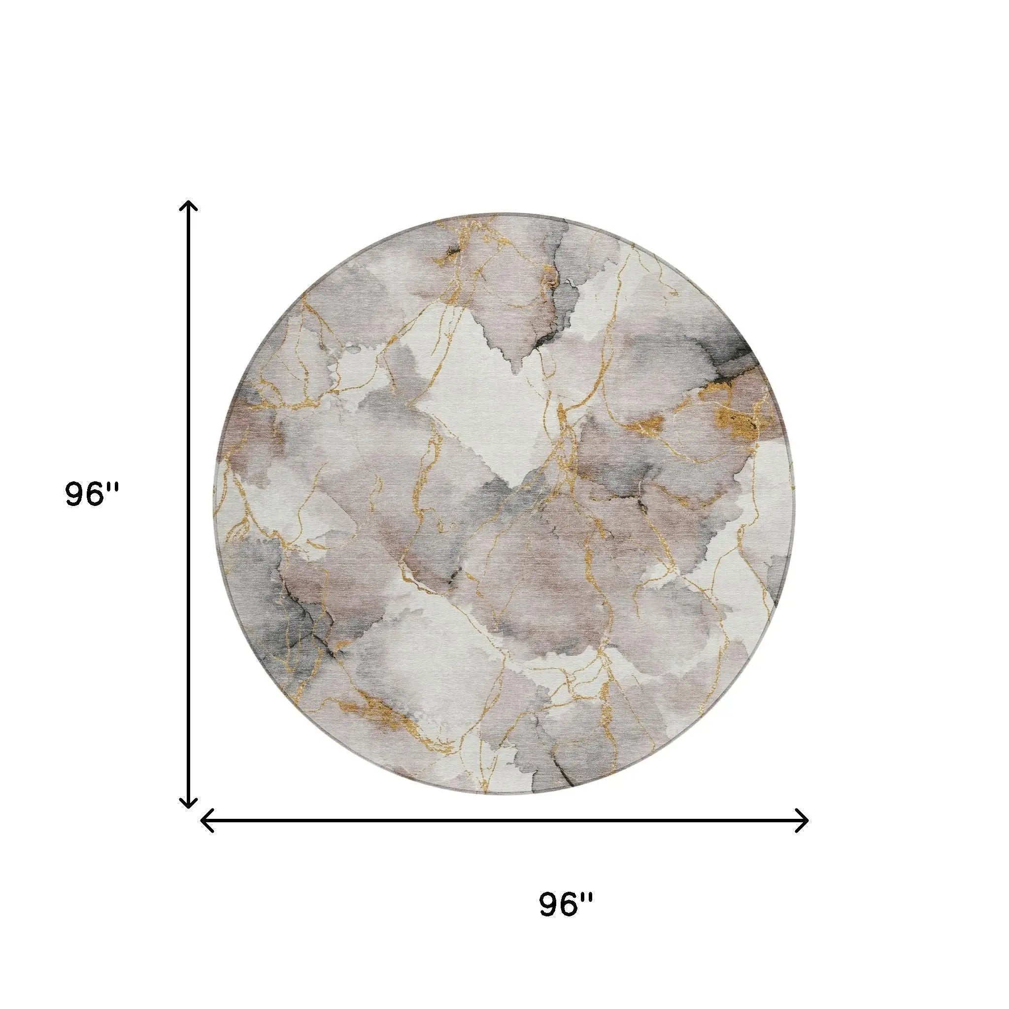 8' Khaki And Ivory Round Abstract Washable Indoor Outdoor Area Rug Homeroots Outdoor
