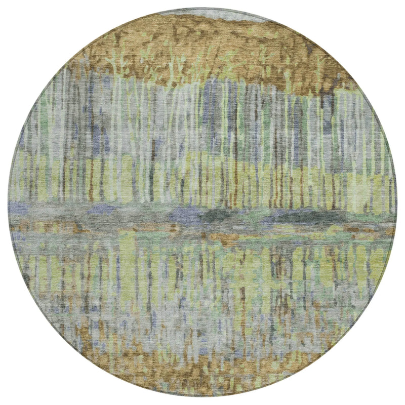 8' Khaki And Taupe Round Abstract Washable Indoor Outdoor Area Rug Homeroots Outdoor