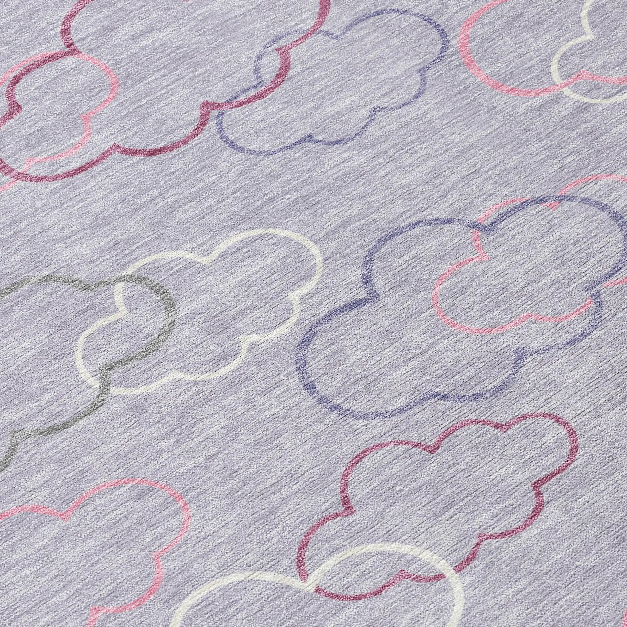 8' Lavender And Ivory Round Abstract Washable Indoor Outdoor Area Rug Homeroots Outdoor