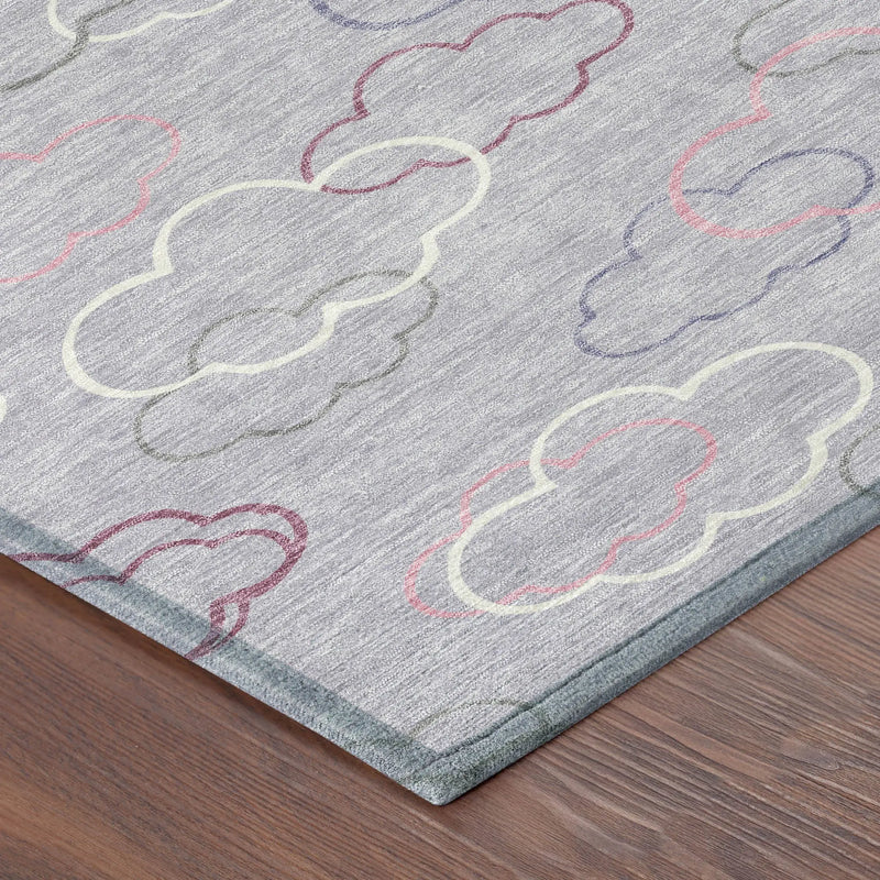 8' Lavender And Ivory Round Abstract Washable Indoor Outdoor Area Rug Homeroots Outdoor