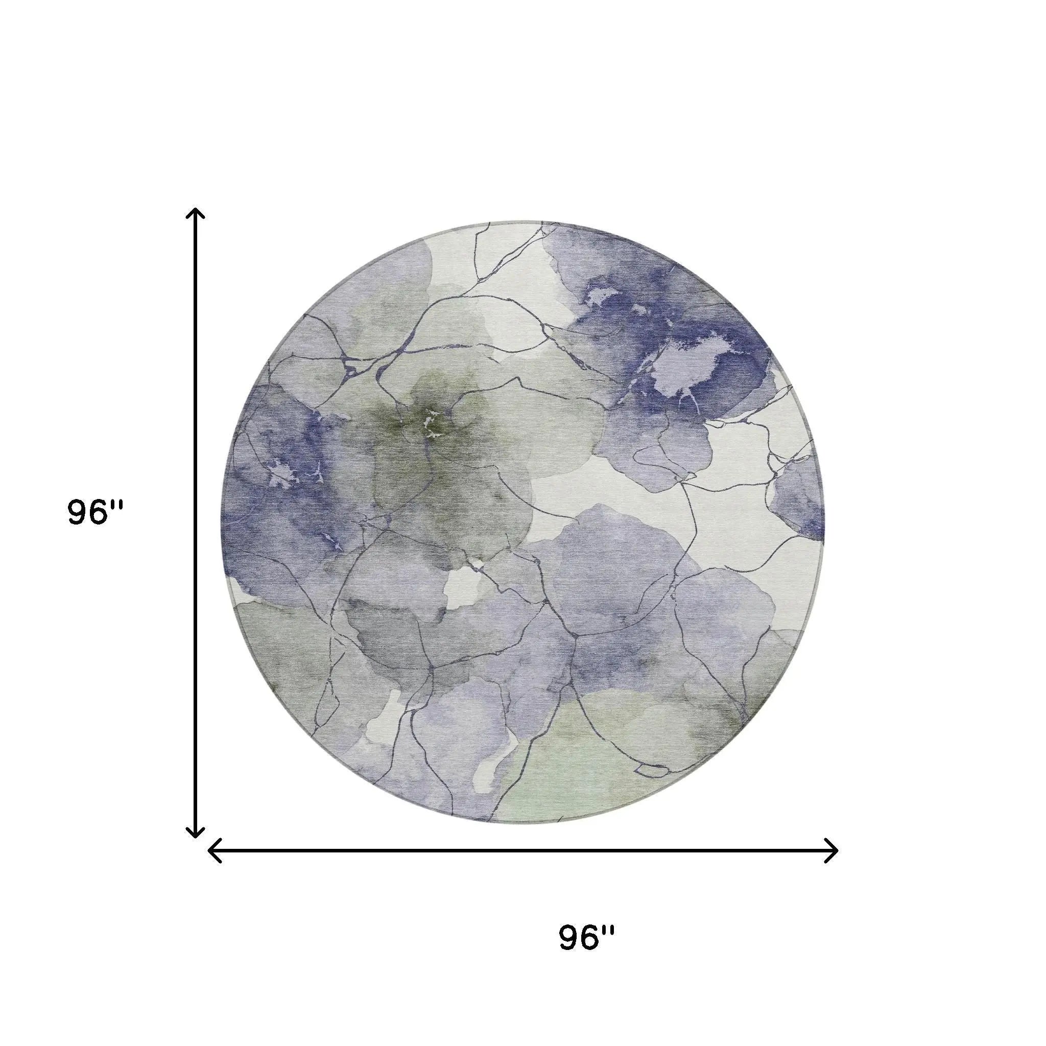 8' Lavender And Ivory Round Abstract Washable Indoor Outdoor Area Rug Homeroots Outdoor