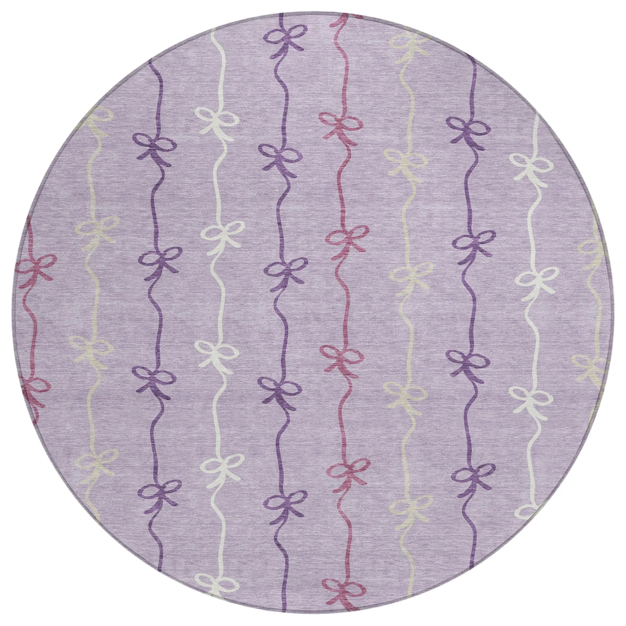 8' Lavender And Mauve Round Southwestern Washable Indoor Outdoor Area Rug Homeroots Outdoor