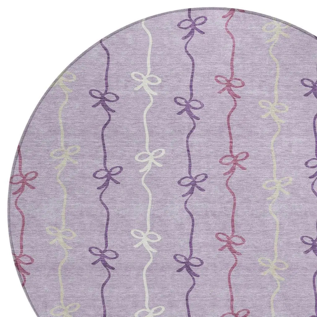 8' Lavender And Mauve Round Southwestern Washable Indoor Outdoor Area Rug Homeroots Outdoor