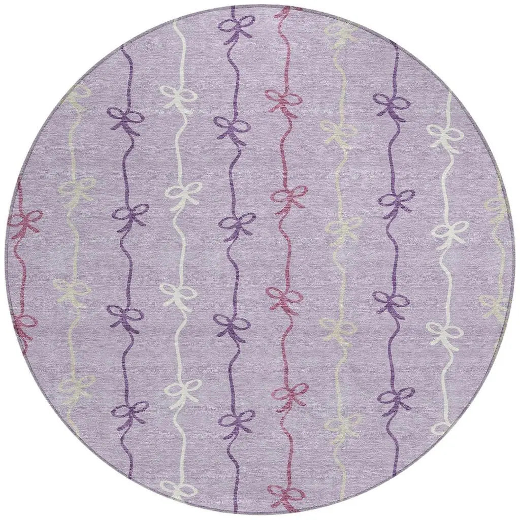 8' Lavender And Mauve Round Southwestern Washable Indoor Outdoor Area Rug Homeroots Outdoor