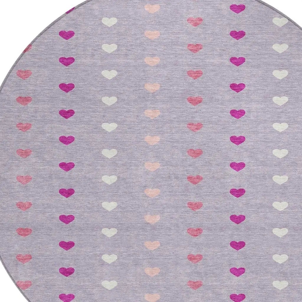 8' Lavender And Pink Round Geometric Washable Indoor Outdoor Area Rug Homeroots Outdoor
