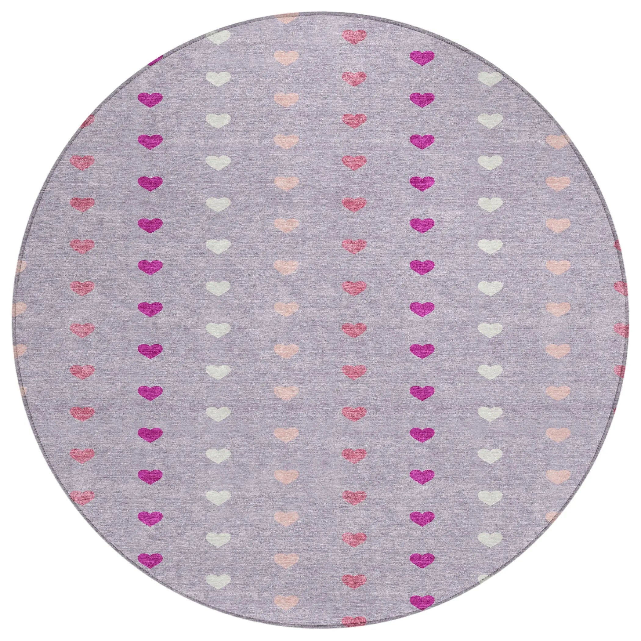 8' Lavender And Pink Round Geometric Washable Indoor Outdoor Area Rug Homeroots Outdoor
