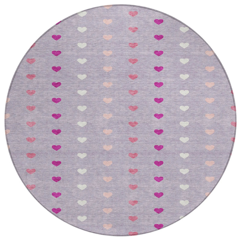 8' Lavender And Pink Round Geometric Washable Indoor Outdoor Area Rug Homeroots Outdoor